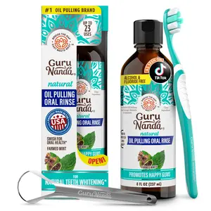 GuruNanda Cocomint Pulling Oil with 7 Essential Oils & Vitamins D, E & K2 - 8 oz