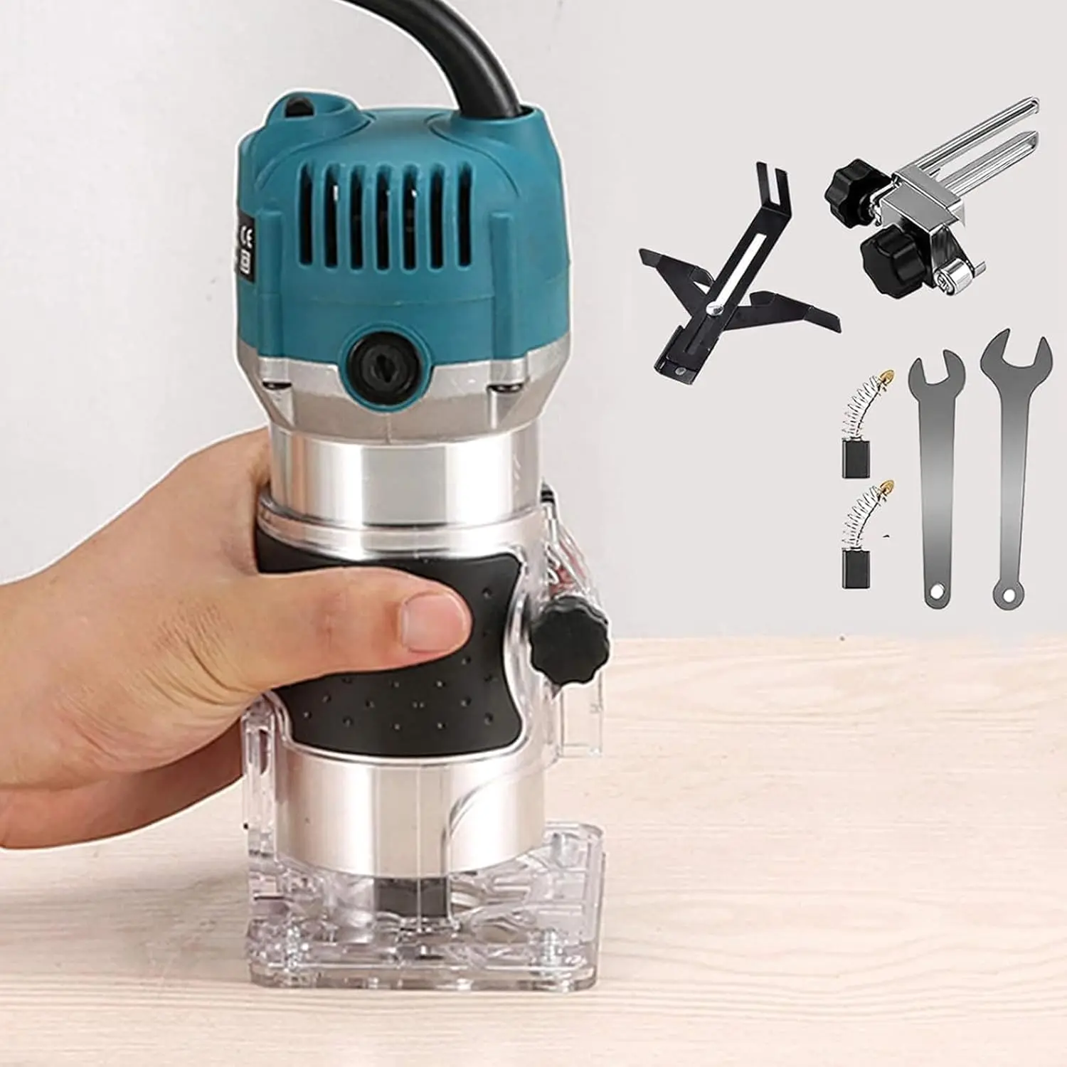 Tool, Wood Trimmer Electric Hand Trim Palm Woodworking cortadora de madera para madera Laminate Milling Engraving Joiner Tool for Slotting Carving 800W 30000R/MIN