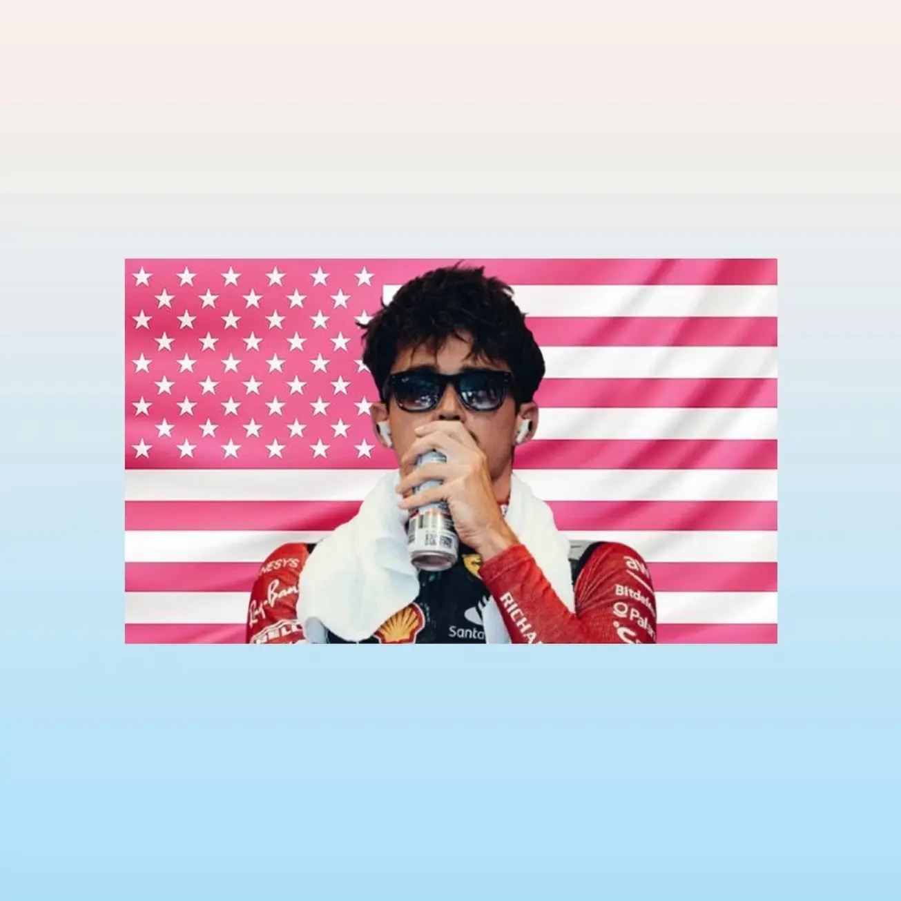 Charles Leclerc Pink American Flag Tapestry – Formula 1 Racing Wall Art | F1 Driver Fan Decor | Aesthetic Motorsport Flag