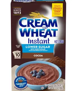 Cream of Wheat Instant Lower Sugar Hot Cereal, Cocoa, 10 Packets