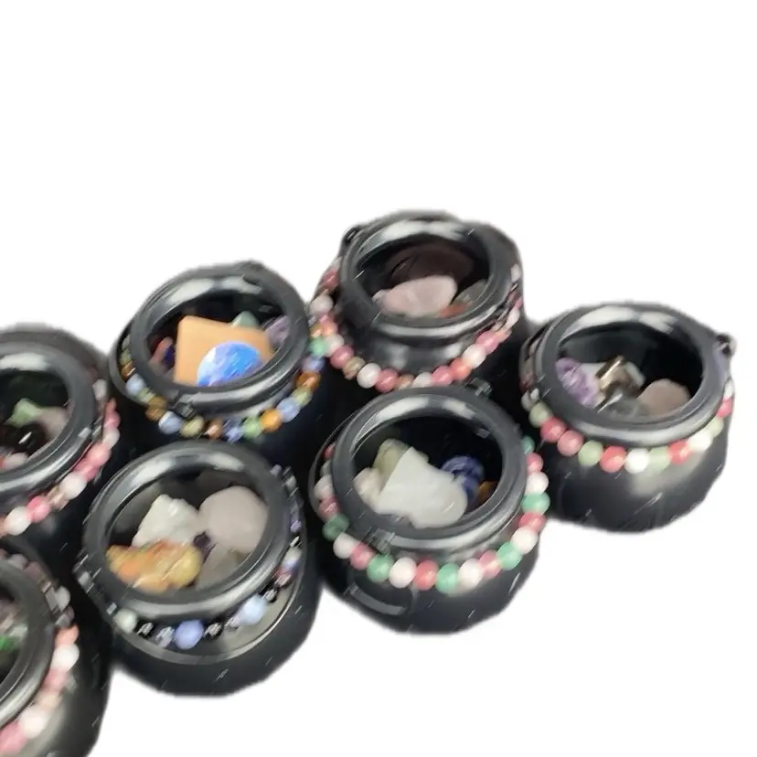Halloween Crystal Cauldron Mystery Buckets with Skull or Ghost,Bone Crystals and Bracelet