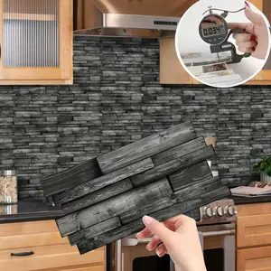 Self-Adhesive Imitation Marble Tile Wall Stickers, Waterproof Oil-Proof Mildew-Resistant Decorative Wallpaper for Kitchen Bathroom Living Room Dining Room, PVC Waterproof Stickers