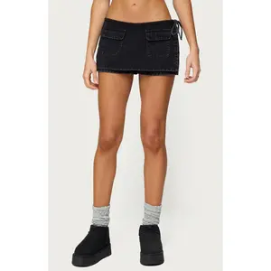 Edikted Women's Giselle Wrap Denim Mini Skort - Multicolor