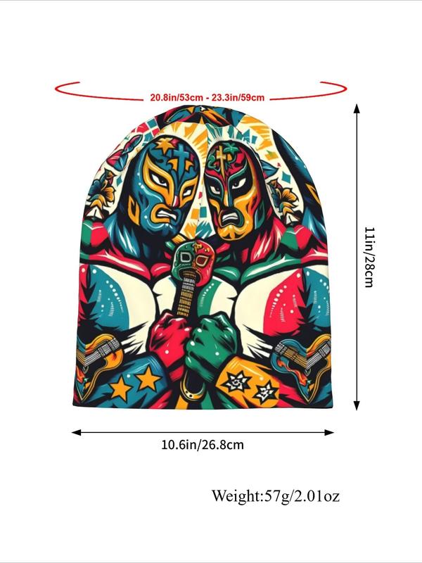 Mexican Wrestling Spring and Autumn Soft Hat Sports Hoodie Breathable Fitness Knitted Hat Warm Running Fashion Printed Graphic Hat Outdoor Sports Elastane BIIHUDU Brand