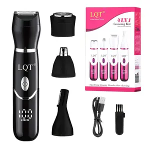LQT 4-in-1 Multifunctional Hair Trimmer, USB Rechargeable Portable Electric Shaver, Full Body Groomer for Eyebrow, Nose, Hand, Underarm & Bikini Line, Perfect Gift for Women