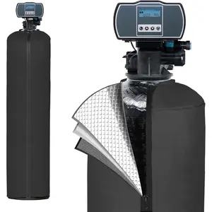 Water Softener Cover Outdoor, 3 Layers Insulation Water Softener Tank Jacket, Heavy Duty Outdoor Insulated Water Softener Tank Cover, Water Softener Covers for Outside Units, 10''D x 54''H- Black