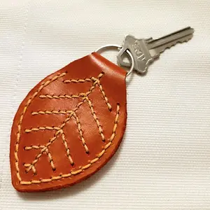 Leather Leaf Keychain