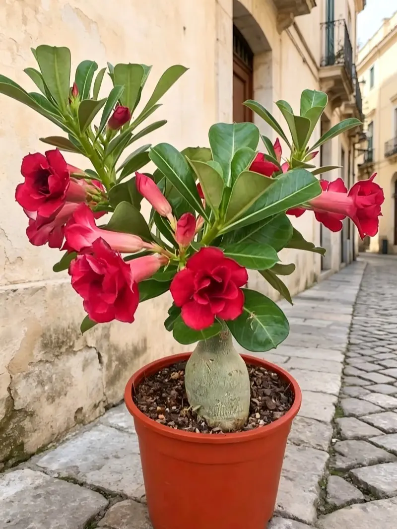 Flowering Desert Rose Adenium Obesum Caudex Starter Live Succulent, Low Maintenance Houseplant & Outdoor Garden Decor Plant, 1 Count