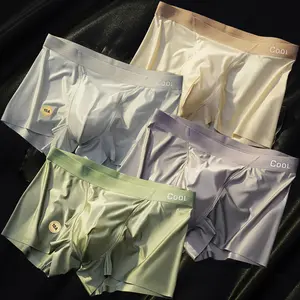 4-Pack Men's Satin Silk Boxer Briefs Smooth Ice Silk Luxury Boxers Odor-Resistant Breathable Everyday Underwear