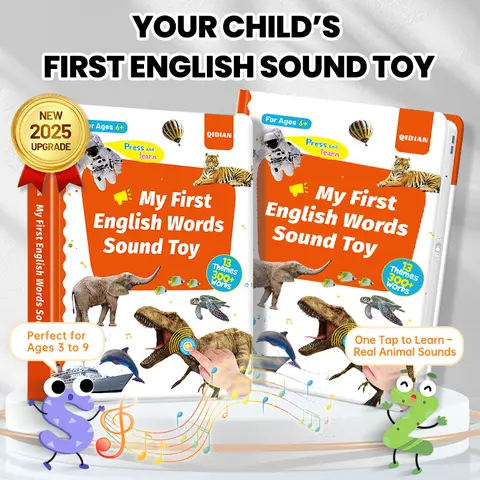2026 Upgraded Only English Words Sound Book - Montessori Interactive Early Learning & Soft Book, Animal Sound Card Reader, 13 Learning Themes, 300+ Words, Alphabet Tool, Toddler Gifts, 1-6y Toddlers, Baby Entertainment, Back to School Gift