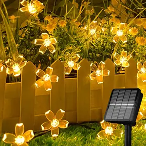 Easter Gift Solar String Lights for Outside，50 LED Solar Flower String Lights Outdoor Waterproof，Solar Powered Outdoor Decorative String Lights for Yard, Lawn, Fence, Flower Garden, Christmas Tree