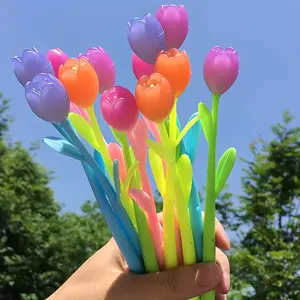 [Color Changing Pens] 5pcs Color Changing Flower Pens | Tulip Ballpoint Pens, Creative Gel Ink, 0.5mm, Black Ink, Back to School, School Supplies, Kawaii Stationery
