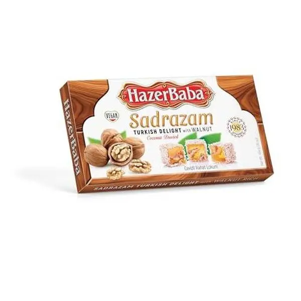 Hazer Baba Turkish Delight Candy, Sadrazam Walnut Coconut Dusted, Gourmet Snack Box, Traditional, Vegan Snack, Lokum, Unique Sweets, Loukumi, Delicias Turcas, Halal, Kosher, 16oz (454g)