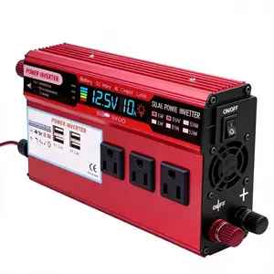 1500W Modified Sine Wave Car Solar Power Inverter, DC 12V to AC 110V US Plug Converter with 3 AC Outlets USB Type-C Fast Charging for Vehicle Camping RV