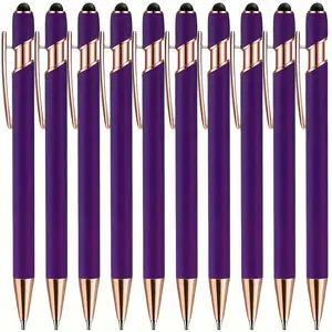 Deluxe Metal Ballpoint Pen with Stylus Tip, Retractable Thick Tip, 2-In-1 Design, Smooth Writing, Touchscreen Support, Ink, Ballpoint Pen Kit