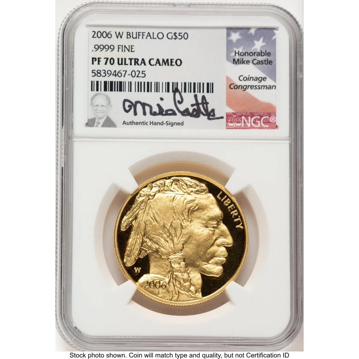 Modern Bullion Coins (2006-W Proof Gold Buffalo 1 oz Mike Castle)