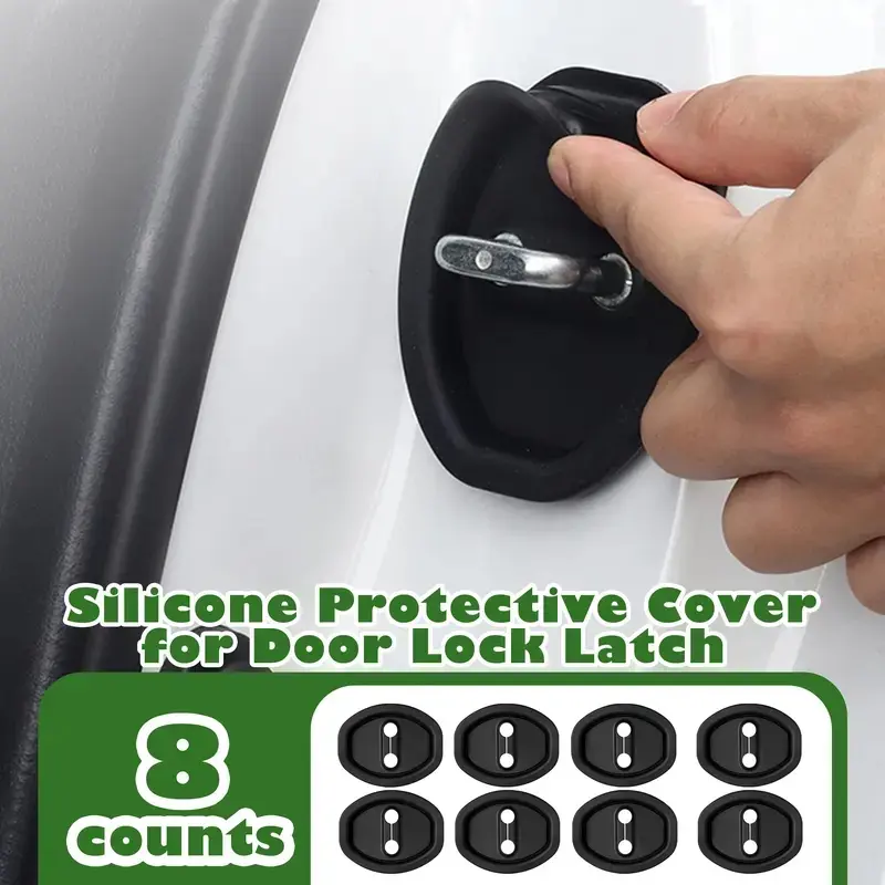4-Pack Silicone Door Latch Protectors, Anti-Rattle Noise Elimination, Anti-Scratch Wear Prevention, Universal Fit for Most Vehicles, Interior & Exterior Modification Accessories, Ideal Gift for Car Mod Enthusiasts