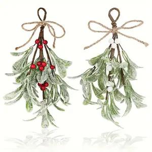 Frost Mistletoe Decorations, Artificial Christmas Ornaments for Tree Fireplace Weddings Parties, Holiday Home Decor Essentials