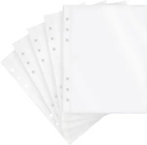 20 Sheets Clear Binder Sleeves Pocket Sheets Protectors Double Sided Plastic Sleeves for Binder Refill, Photo Card Sticker Organizer Pocket Pages Binder Inserts for 6 Ring A5 Binder (1-Pocket)
