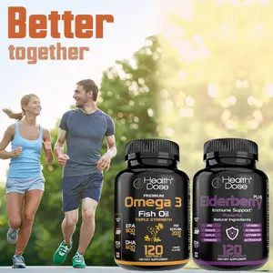 Health Dose Premium Omega 3 Fish Oil Triple Strength x 120 Softgels. Healthcare Edible  nutritional support energy Fitness Dietary Vitamin wellness supplement Epa Lemon Flavor