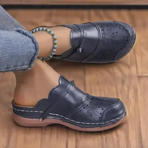 Women's Solid Color Clogs, Casual Hollow Design Platform Shoes, Comfortable Casual Shoe