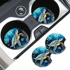 Water Absorbent Coral Sea Turtle Foam Coaster - Sea Turtle Coral Seaweed Car Interior Accessory Beverage Coaster for Interior - Trendy Accessories for Small Fish Lovers