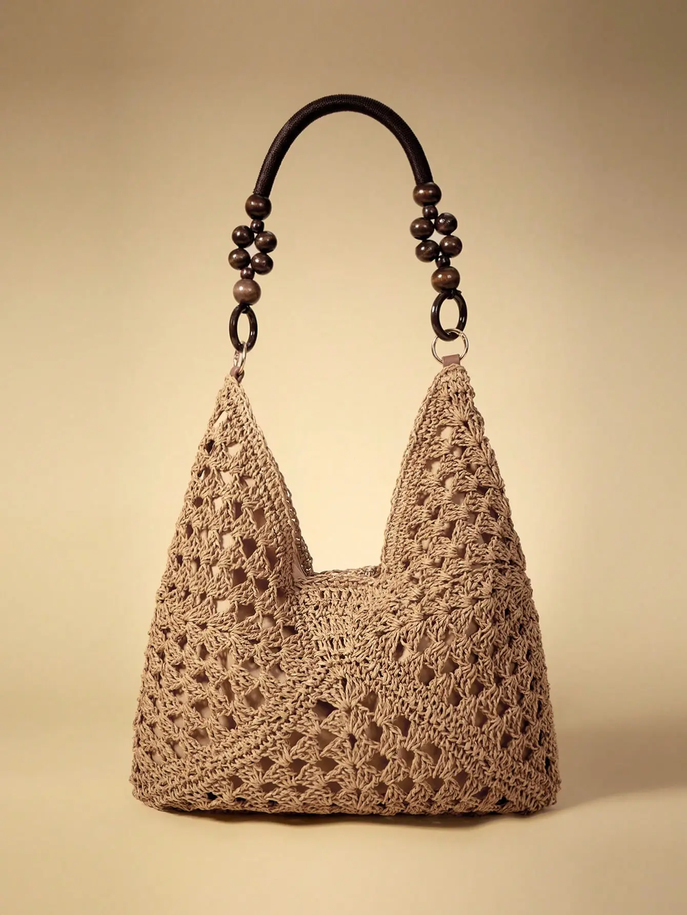 Large Capacity Portable Women's Woven Straw Shoulder Bag Medium Handbag With Handle For Beach Vacation ,Holiday
