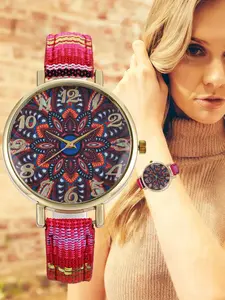 Bohemian Vintage Quartz Watch, Zinc Alloy Case with Woven Leather Strap, Large Numerical Dial, Ideal for Young Women Daily Commute