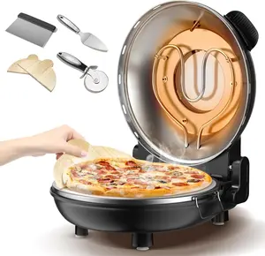 Upgraded Countertop Pizza Oven Indoor, 12 Inch Home Pizza Oven Outdoor Portable Pizza Maker, Heats up to 800˚F Pizza Cooker with Viewing Window & Adjustable Temperature