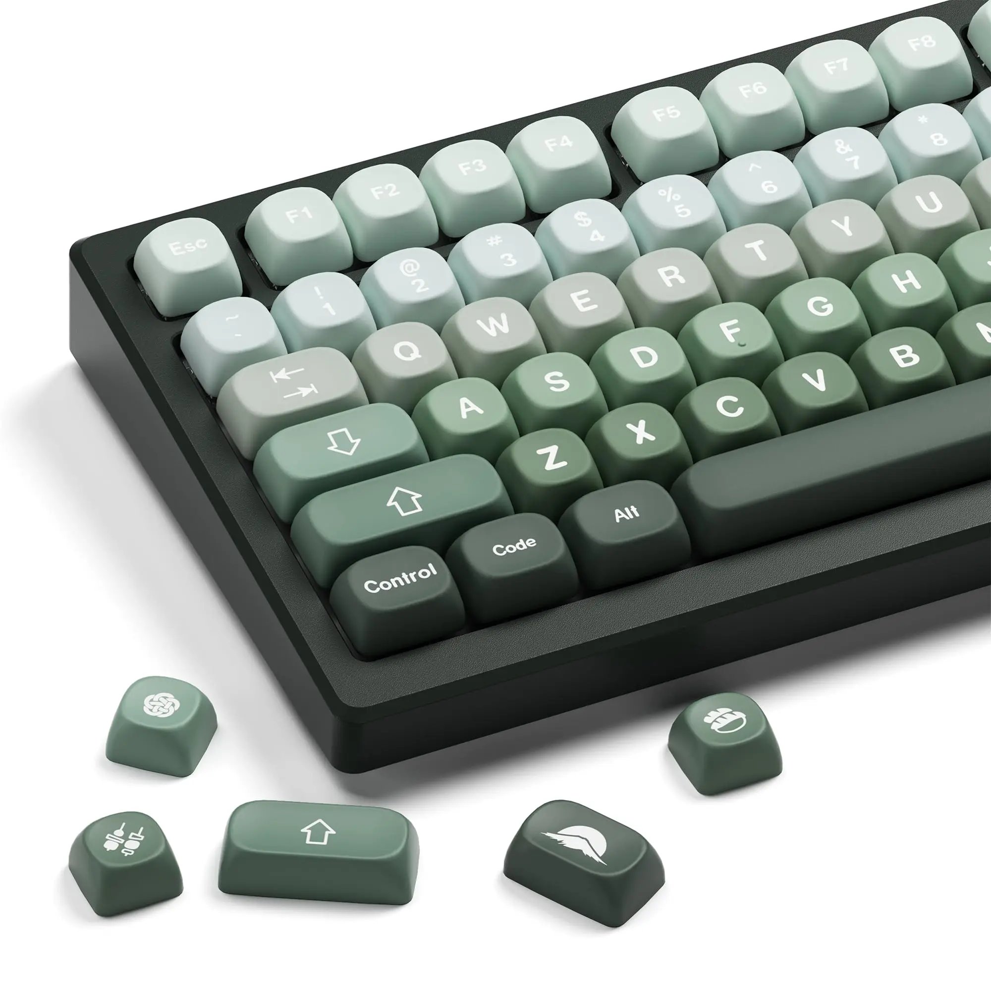 Xvx Matcha Wagashi Pbt Keycaps - Custom 60 75  5 Side Dye Sublimation 132 Keys Set For Cherry Gateron Mx Switches Gradient Green