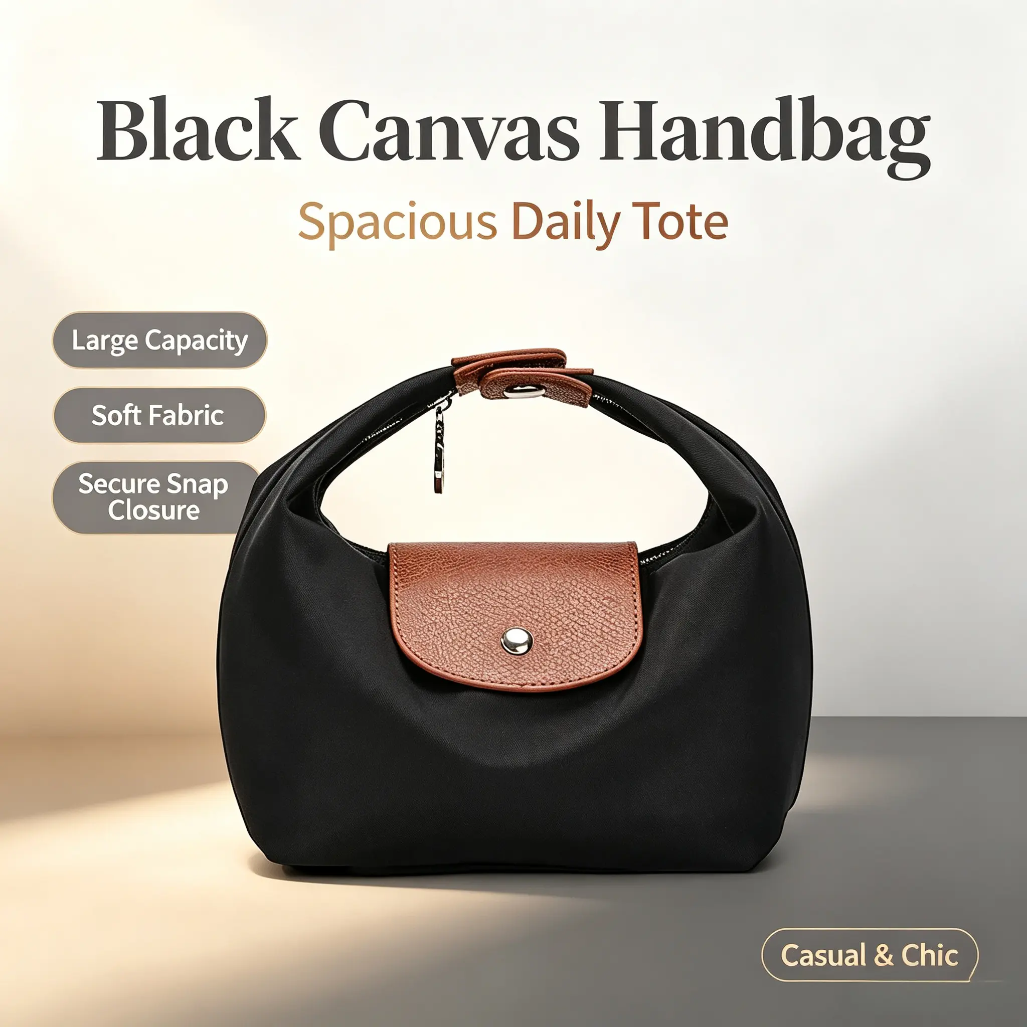 Minimalist Crescent Bag for Women, Lightweight Soft Nylon Shoulder Purse with Adjustable Strap, Fashion Casual Daily Wear Handbag