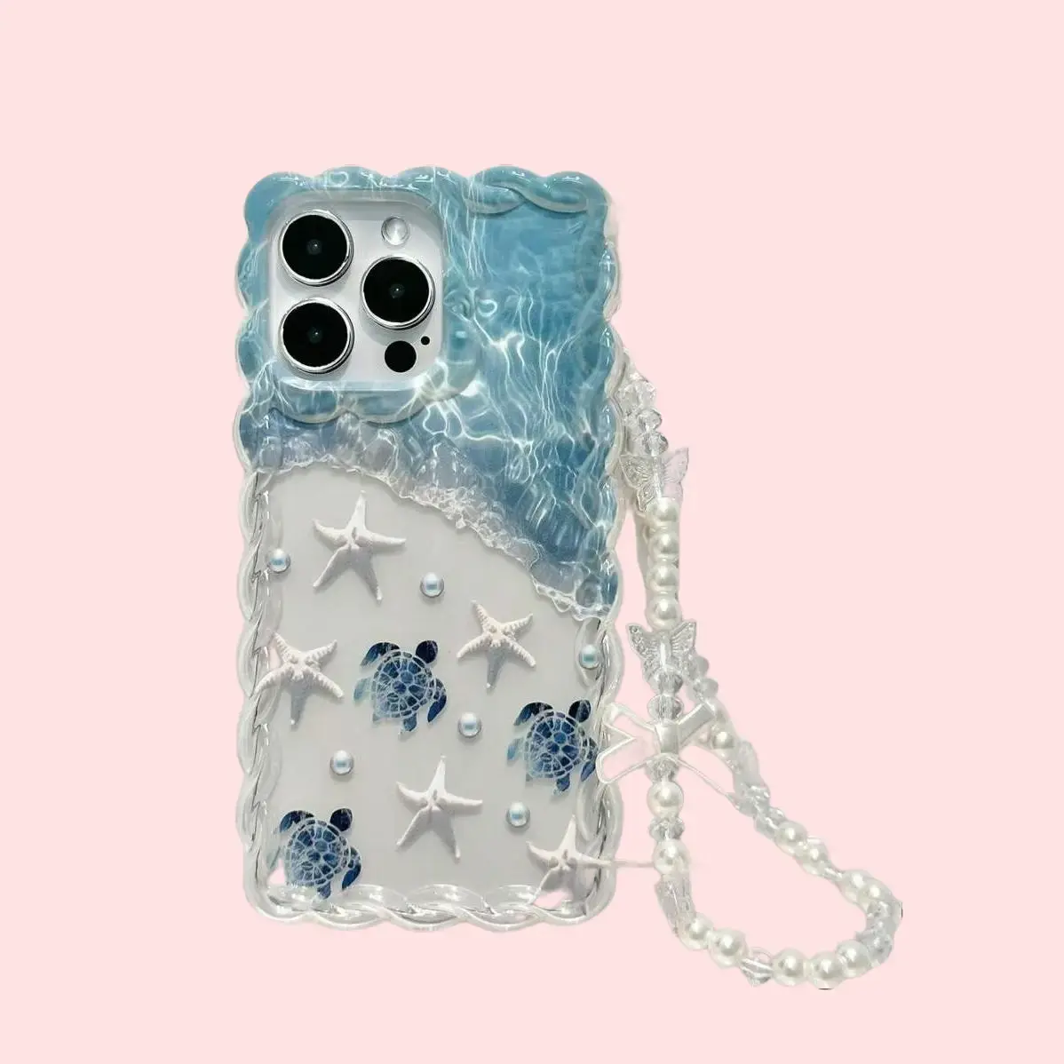 Nautical-Themed Shockproof Cellphone Case - Customized Starfish, Pearl, Turtle Designs - Handheld Protection Accessory for iPhone 17 Pro Max,16,15,14,13 Devices, Casing, Accessories