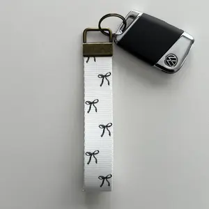 Black Bows Key Fob Wristlet | Antique Brass Hardware