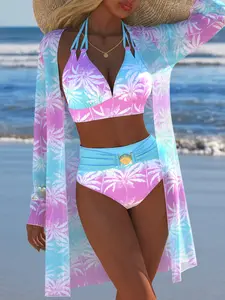 New Arrival Women's Swimwear Bikini Swimsuit Swimming Suit Beach Outfits Swimming Clothes Swim Dress Swimming Costume For Women Ladies Smock Swimwear Summer Beach Festival Vacation Travel Sexy Modern Sophisticated Three Piece Set Woman Bikinis Set