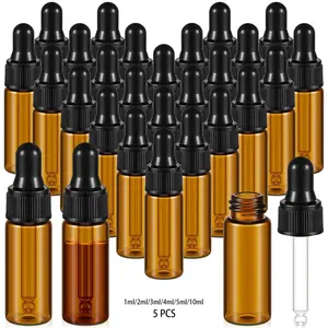 ✨ [Amber Glass Essential Oil Bottles] 1-10ml Amber Glass Dropper Split Bottles Reusable Glass Bottle - Suitable for Essential Oils, Perfumes, Serums, Mini Portable Cosmetic Containers Storage Bottles