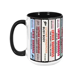 Luther Vandross Cassette Mug, Retro Album Spines Coffee Cup, R&B Soul Ballad Singer Gift, Never Too Much