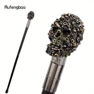 Yellow Resin Screw Skull Head Walking Cane Fashion Decorative Steel Stick Gentleman Elegant Cosplay Cane Knob Crosier 94cm