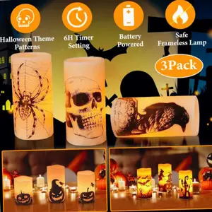 3 Pack Halloween Flameless Candle Lamp