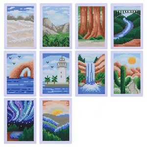 10 Piece Landscape Diamond Painting Kit, DIY Craft Supplies, No Frame Included, Perfect Gift for Handicraft Enthusiasts, Birthday Present