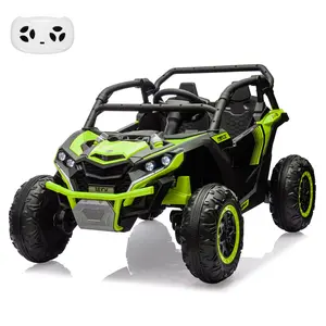 【GARVEE】24V 2-Seater Electric Off-Road UTV Ride-On Car for Kids with 4WD, Remote Control, LED Lights, Four-Wheel Shock Absorption, 3 Speeds, Horn, and Music in Green