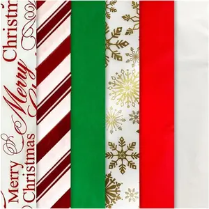 Christmas Tissue Paper for  Bags - Bulk Holiday Wrapping Paper - Hot-Stamped Printed and Solid - Red Foil Christmas Stripes Tissue Paper, 102 Sheets