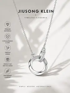Jusong Klein Silver-Plated Necklace with Möbius Strip: A minimalist titanium steel necklace that is waterproof, colorfast, and hypoallergenic. Perfect for graduation trips and as a sustainable, fashionable, and eco-friendly gift.