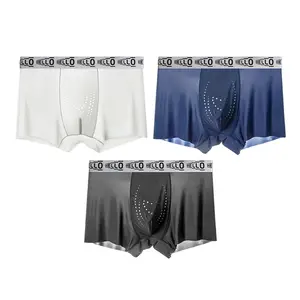 Hello Men's Ultra Soft Cooling Breathable Microfiber Boxer Briefs 3-Pack - Plain Beige Navy & Charcoal Low Waist Casual Chic Underwear