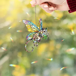 Fairy Godpossum Hologram Acrylic Ornament.Bookish Possum Lover Gift Star & Broken Glass Hologram Ornament Window Hanging Decor. Home Decor Ornament.