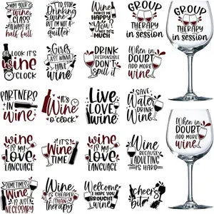 UV DTF Cup Wrap - 20 Sheets Funny Quotes UV DTF Cup Wraps for 16 oz Glass, Wine Rub on Transfer Stickers, Black Waterproof Uvdtf Decals for Water Bottle DIY Crafts, Sticker Collage Pack