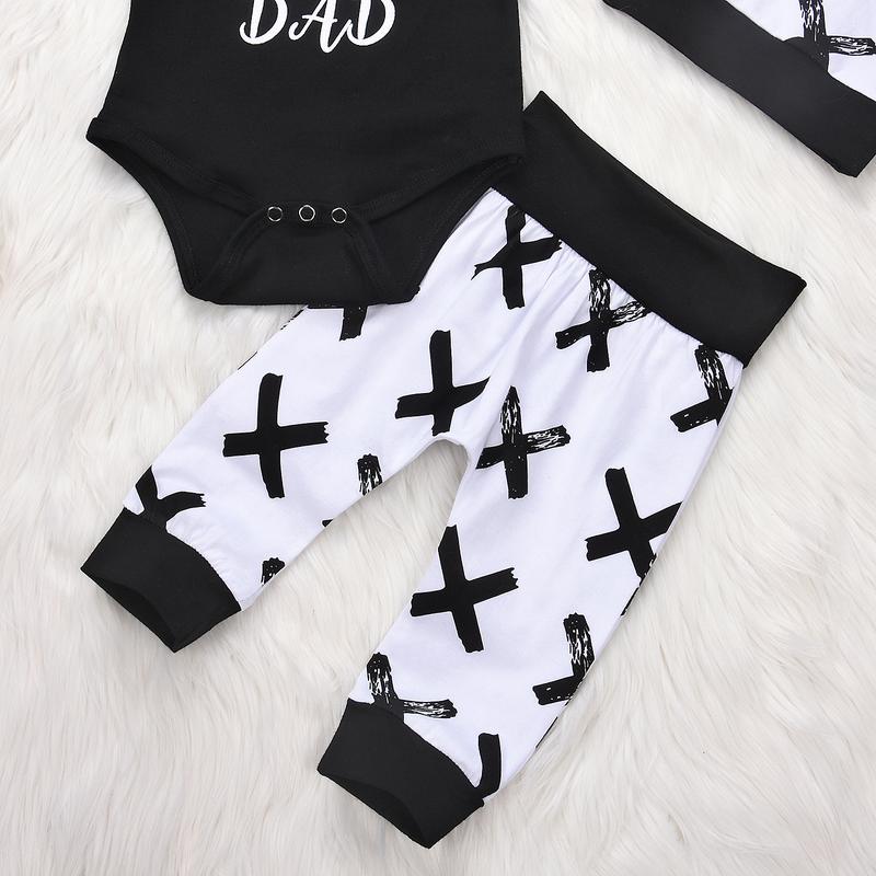 3Pcs Newborn Infant Baby Boy Clothes Bodysuit Short Sleeve Romper +Long Pants+ Beanie Hat Set