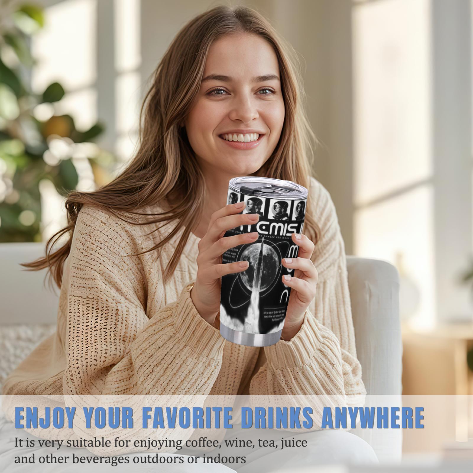 20oz NASA Artemis II Tumbler Stainless Steel Insulated Cup Travel Outdoor Office Home School Gift Galaxy Lover Him Her TikTok Viral Trending Aesthetic Reusable Drinkware