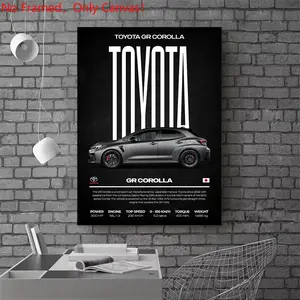 1 Piece/Set frameless canvas painting print poster,Luxury sports car art，Toyota GR Corolla Poster，a perfect gift for cars loves, ideal gift for bedroom, living room, dorm hallway, kitchen, mural, wall decoration, room decor