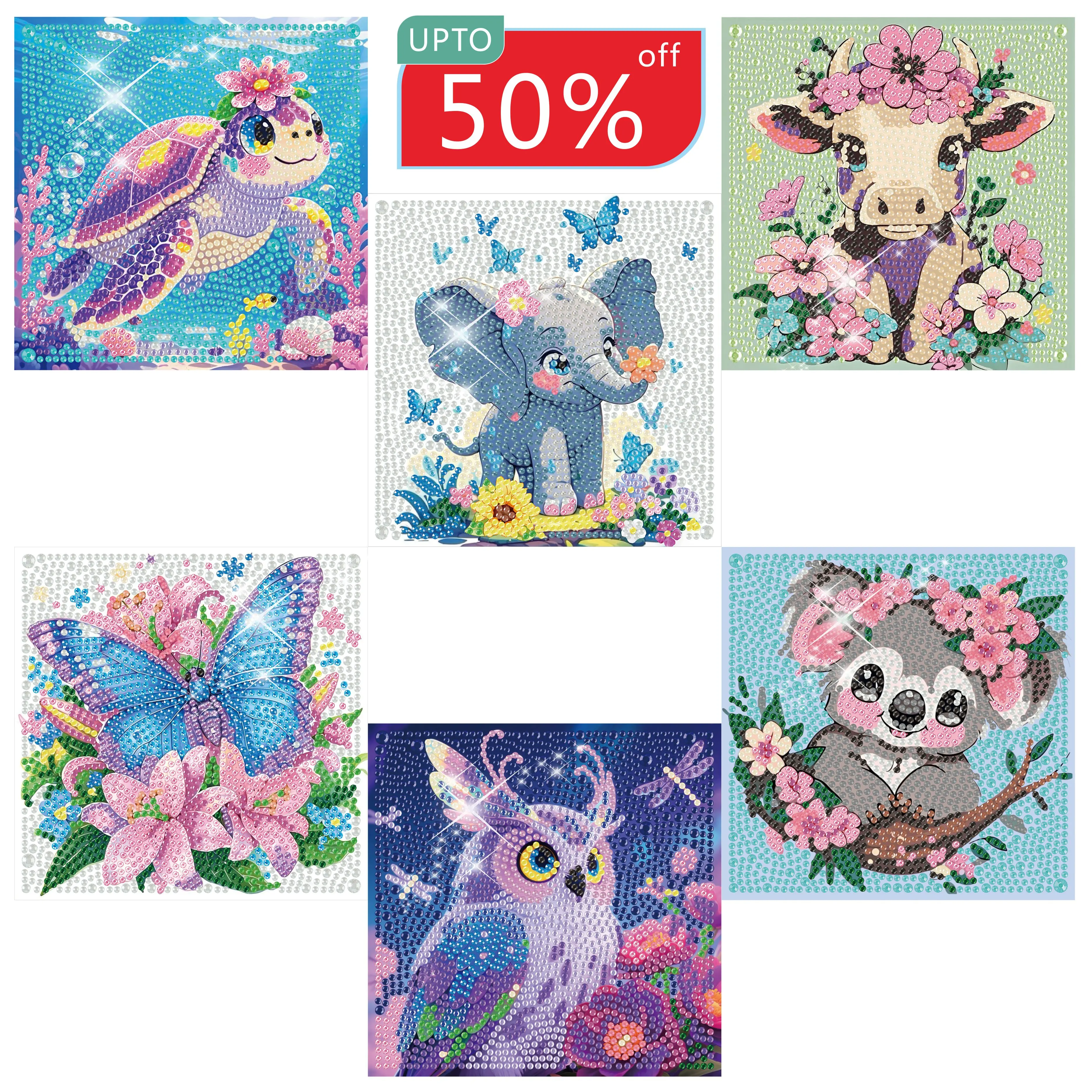 6 Diamond Art Paintings 5D 3D Diamond Painting Set for Beginners & Children, DIY Kits with Dotting Pen, Arts and Crafts Stress Relief Handmade Gift Kit