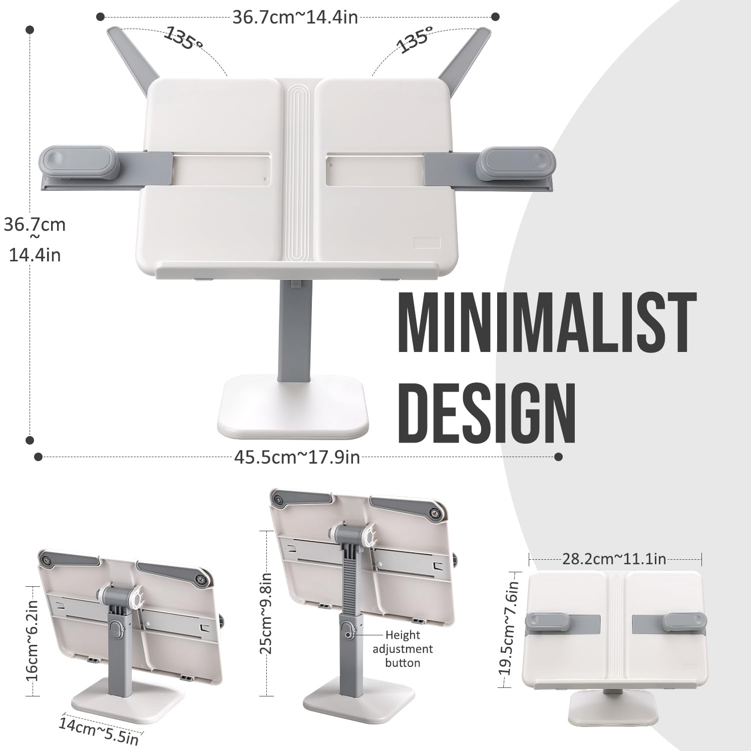 Tablet Stand Holder,Adjustable Foldable Lightweight Laptop Book Stand for Desk,Monitor Holder Multi-Functional Rest Tray Recipes Textbook Cookbook Magazine Laptop Tablet DW